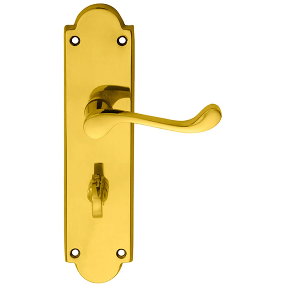 Loops Unisex Metallics Pair Victorian Scroll Handle On Bathroom Backplate 205 X 49Mm Polished Brass In