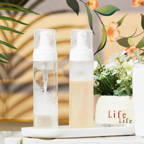 Havawish 12 Pcs Foaming Spray Bottle 7 Oz/ 200 ml Transparent Empty Foaming Pump Dispenser Refillable Plastic Portable Bottle for Travel Hand Soap, Lash Cleanser4