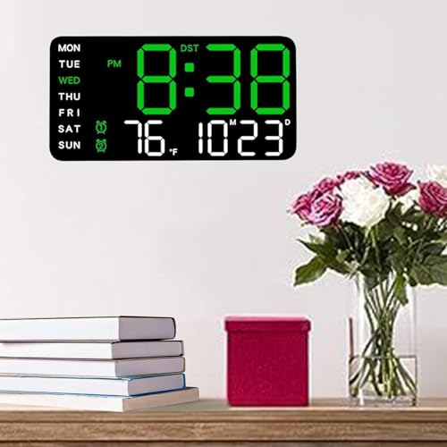 Image of Digital Alarm Clock Wall /Table -9 inch Inch Large LED Display with Date & Week, Remote Control, Big Wall Clock for Bedroom, Living Room, Office