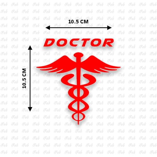 Image of Doctor Stickers for Car - Doctor Logo Reflector Sticker for Car, Waterproof Sticker, Size 10.5cm x 10.5cm (Pack of 2) (Red)