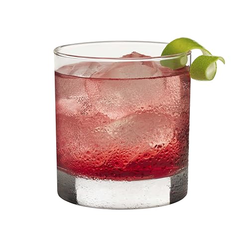 Libbey 917CD Heavy Base Rocks Glasses Set of 12, Rocks Glass Cups with Simple Lines, Elegant Old Fashioned Glass Set for Whiskey, Cocktails and More
