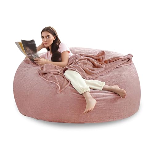 Image of Extra Large Bean Bag Chairs for Adults，5FT,Bean Bags with Filler Included,Memory Foam Chair,Soft and Comfortable Jumbo Bean Bag,Leisure Chair Suitable for Bedroom and Balcony Dormitory (Pink, 5 Foot)