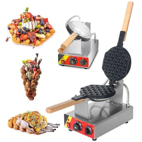 MIAOMI Gaufrier à Bulles Commercial, gaufrier à Bulles avec revêtement antiadhésif et Thermostat Manuel, pour Faire des Cornets de Glace Maison