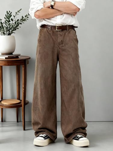QNIM Men's Loose Fit Casual Jeans (Q-62-65) Coffee - Image 8
