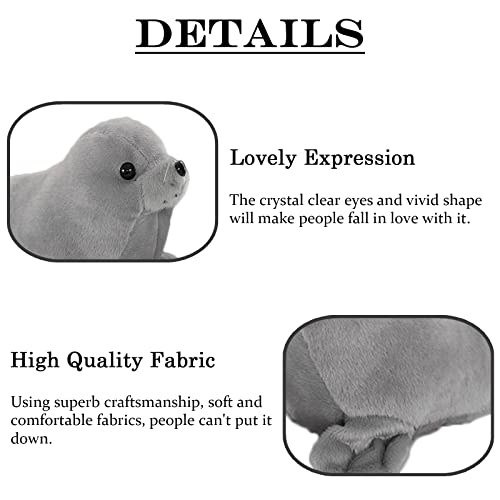 Seal Plush Stuffed Animal Grey Cute Toy Pillow Kawaii Doll For Kids, 9 Inch #TOP2