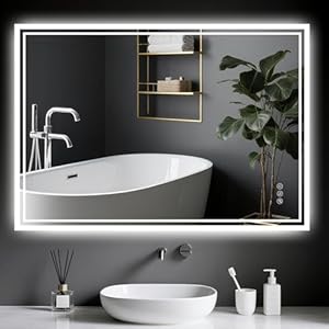 Ambienden LED Badspiegel Mit Beleuchtung 60 X 80 cm Bluetooth Antifog – 3 SchlüSsel Touchschalter & Speicherfunktion FüR Badezimmer/WC – Horizontal/Vertical Hakenmontage