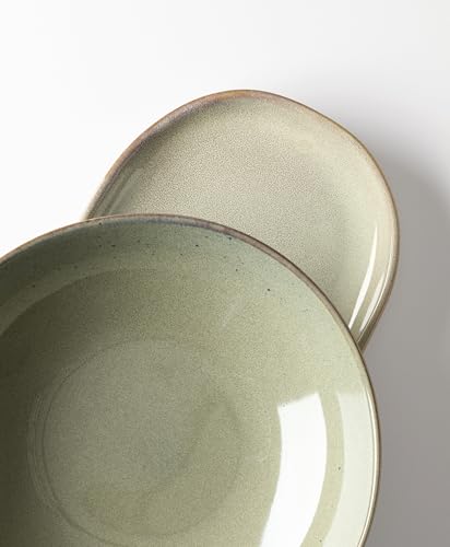 Image of Oneida Organic Shades Sage Green Stoneware 2-Piece Serving Platter Set