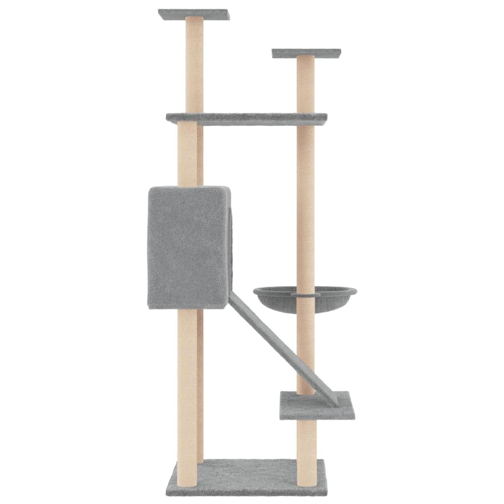 Homgoday Albero tiragraffi in sisal, grigio chiaro, 153 cm, tiragraffi a torre per gatti multilivello, centro attività per gatti da interno