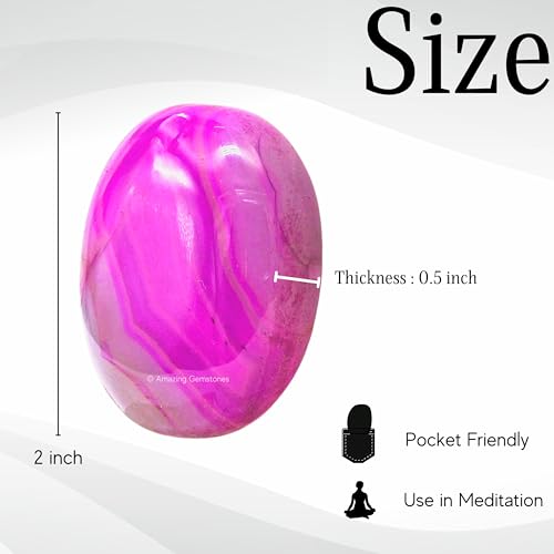 Image of Amazing Gemstone Pink Onyx Crystals and Healing Stones - Large Palm Stone Crystals Piedra - Crystal for Good Luck, Balanced Positive Energy, Meditation - Unique Stocking Stuffers, Gifts for Women, Men