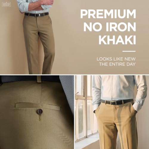 Image of Haggar Men's Classic Fit Premium No Iron Khaki Pant