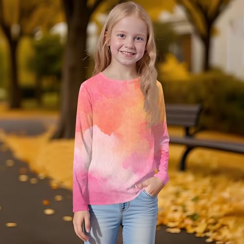 Clothes for Teen Girls Tops Long Sleeve Fall Cute Shirts Girls Beach Round Neck Teens Clothes Trendy Tie Dye 3-14 Years3