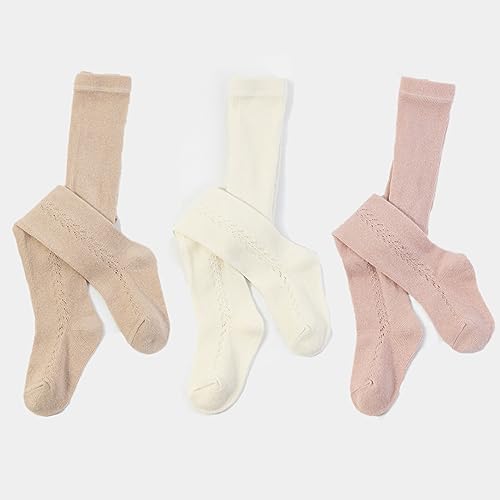 Baby Girls Tights Cable Knit Mesh Leggings Vintage Kids Stockings Cotton Pantyhose for Infants Toddlers 3 Packs4