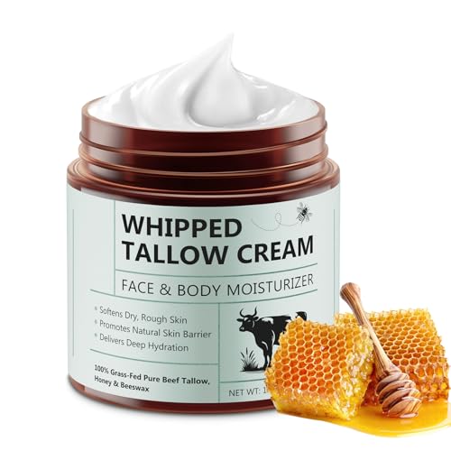 Beef Tallow Skincare 120 g/4,2 oz, Beef Tallow Crema Bio, 100% Grass-Fed Pure Beef Tallow Honey Bálsamo para rostro y cuerpo, Beef Tallow and Honey Bálsamo, Hidratación y Cuidado Profundo, Absorción