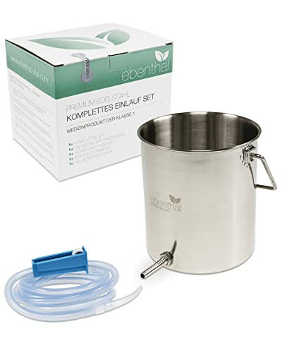 EBENTHAL-VITAL Darmeinlauf mit 2 m Schlauch und Edelstahlbehälter - Irrigator zur Darmreinigung BPA-frei - Darmspülung sowie Intimdusche - Darmreinigungs-Set 2 Liter Cover