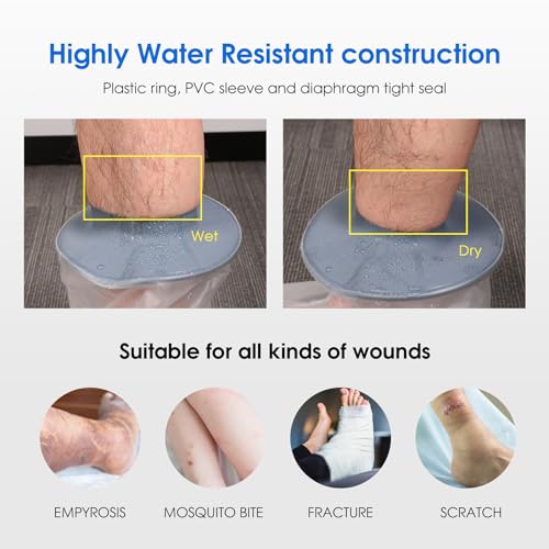 COMFYTHERA Wasserdichte Fußgussabdeckung für Dusche, Knöchel, Wundschutz, Bad, Erwachsene, wasserdichte Gipstasche, Duschen für Operationen, Fuß, Knöchel, Verbrennungen, wiederverwendbar