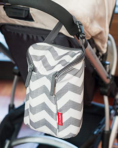 Bolsa Térmica Dupla para Mamadeira On-The-Go Skip Hop, Branco e Cinza