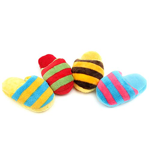 Plush Slippers Shape Sound Chewing Toy for Dog Cats Puppy Teeth Cleaning Toys Pet supplyblue Stable 1