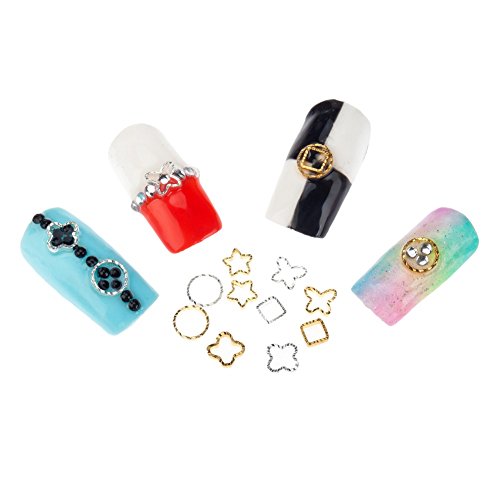 50 Metallic Silver Gold Shaped Nail Art Decorations Crystal Jewels Gems By VAGA 50 Metallic Silver Gold Shaped Nail Art Decorations Crystal Jewels Gems By VAGA