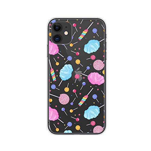 Blingy's Iphone 11 Case (6.1 Inch), Women Girls Cute Cotton Candy Pattern Fun Sweet Food Style Transparent Soft Tpu Protective Clear Case Compatible For Iphone 11 6.1" (Candy Mix) #TOP1