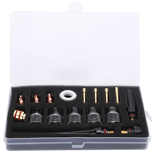 Welding Torch Accessories Kit, Glass Cup Nozzle Kit, Tungsten Clamp, Tail, Silicone for WP 17/18/26, High Temperature, Easy to Operate