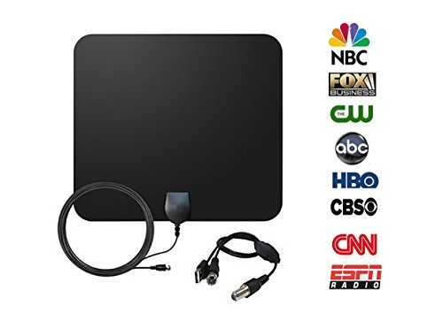 H040 TV Antenna Indoor Digital Antenna for HDTV with 10ft Coax Cable and 50 Miles Long Range with Signal Booster-Freeview Local Channels(Black)