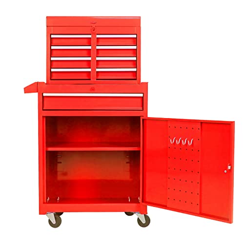 Wtravel Rolling Tool Chest, 5-Drawer Tool Chest With Wheels &Adjustable Shelf, Tool Storage Cabinet For Garage Workshop And Warehouse (Red) #TOP14