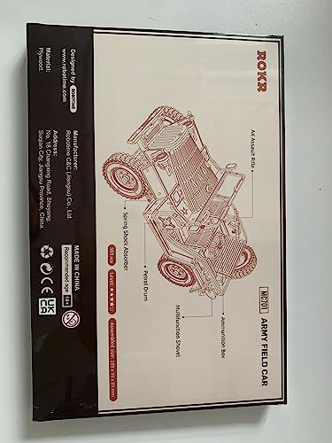 ROKR Car Madera Maquetas para Construir - Maquetas para Montar - Set de Construcción Puzzle 3D para niños y Adultos (Army Jeep)