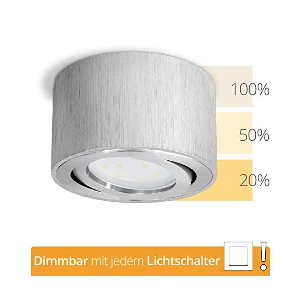 SSC-LUXon CELI-1A Deckenspot LED flach - Aufbauleuchte schwenkbar in Alu gebürstet inkl. fourSTEP LED 5W neutralweiß… – Bild 3