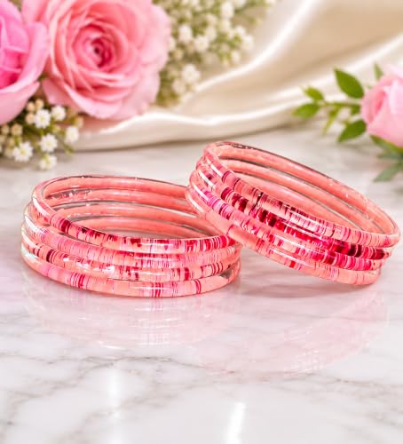 Image of NMII Premium Glass Bangle Set for Women | Multicolor Designer Kangan | Fancy Kanch ki Chudiya | 3D Transparent Chudi Set | Wedding & Festive Occasions Bangles