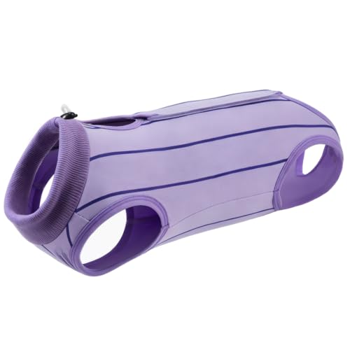 EMUST Cat Recovery Suit, Cat Surgery Recovery Suit Female for Spay Abdominal Wounds, Kitten Onesie After Surgery, E-Collar Alternative Anti Licking Recovery Onesie for Cats (Purple, S)