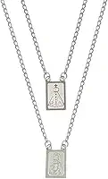 Escapulário Para Presente Jesus e Aparecida Masculino e Feminino Aço Inox Prateado