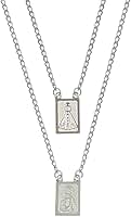 Escapulário Para Presente Jesus e Aparecida Masculino e Feminino Aço Inox Prateado