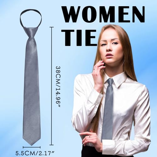 Image of Luckyvestir Womens Tie, Pre Tied Black /Red Ties for Women Adjustable Zipper Womens Necktie