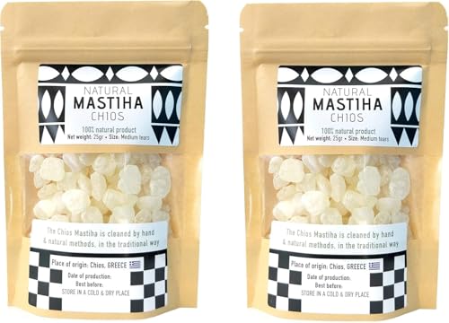 Chios Mastiha Tears Gum Greek 100% Natural Mastic Packs From Mastic Growers 50gr (2x25gr Medium Tears) image 3