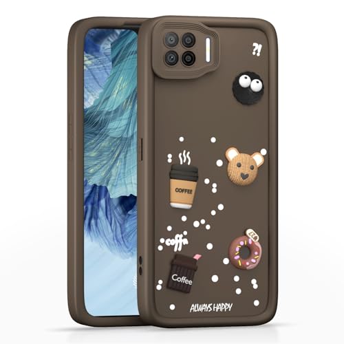 Image of Pikkme Back Cover for Oppo F17 | Cute Fun Cartoon 3D Bear Silicone Full Body Protection Bumper Case (Brown)