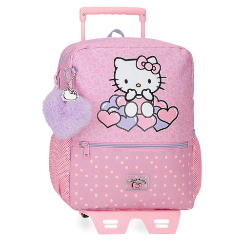 Imagen de Hello Kitty Hearts & Dots Mochila Escolar con Carro Rosa 25x32x12 cms Poliéster 9