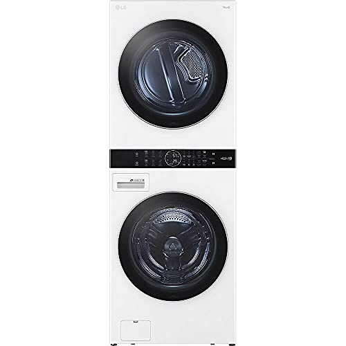 LG WKEX200HWA Compact 2 in 1 Laundry and Dryer Combo 27 Inch Washing machine 6 cycles, Laundry Center, Energy Star Certified, Washtower, Wrinkle Free, Wifi and Turbosteam technology with sensor for house and apartment in white