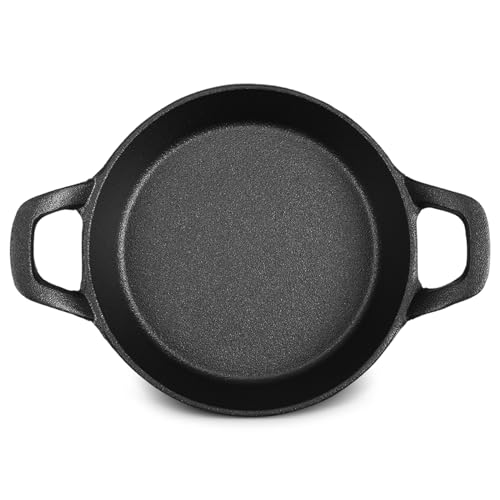 Ziliny Mini Cast Iron Skillets 6.3 x 6.3 x 1.5 Inch Cast Iron Pan Small Ramekin Set Black Casserole Dish Cookware Oven Safe Mini Skillets for Kitchen Indoor Outdoor Picnic (1 Pack)