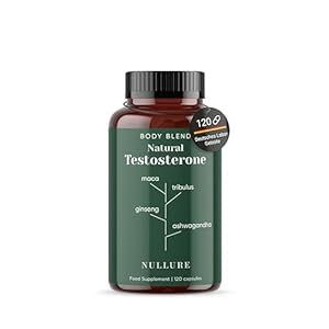 Testosteron Natürlicher Booster Nullure | Vegan | Ashwagandha + Maca + Panax Ginseng + Bockshornklee + Tribulus Terrestris + Zink | Leistung · Libido · Muskelaufbau · Energie | 120 Kapseln (2 Monate)
