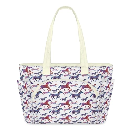 Sac fourre-tout cheval aquarelle pour femme matelassé et léger