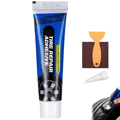 Pegamento flexible para reparación de neumáticos, cemento de caucho impermeable y resistente a la intemperie, adhesivo sellador de pinchazos con aplicador (1 Pcs)