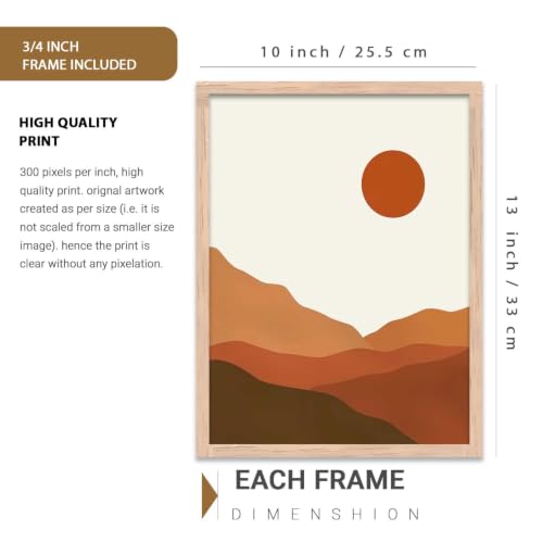 Image of kotart Home Decor Boho Painting Decorative Wall Art poster With Frame For Living Room Bed Room Hotel Wall Decor Digital Reprint Set of 3 (10X13 inch)