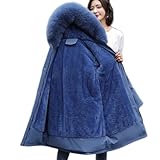 [KAPE1] アウター すっきり見え中綿 レディースコート ロングコート レディース XL 冬 厚手ジャケット 中綿ダウンジャケット 中綿 ネイビー ファー 厚手 フード付き かわいい ファーコート おしゃれ 大きいサイズ 冬 冬物 通勤 二次会 ダウンコート
