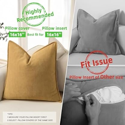 ZWJD Senf Gelb Kissenbezug 40x40 2er Set Chenille Kissenbezüge Sofakissen Kissenhüllen mit elegantem Design, weiche und luxuriöse dekorative Dekokissen für Couch, Bett und Heimdekoration – Bild 4