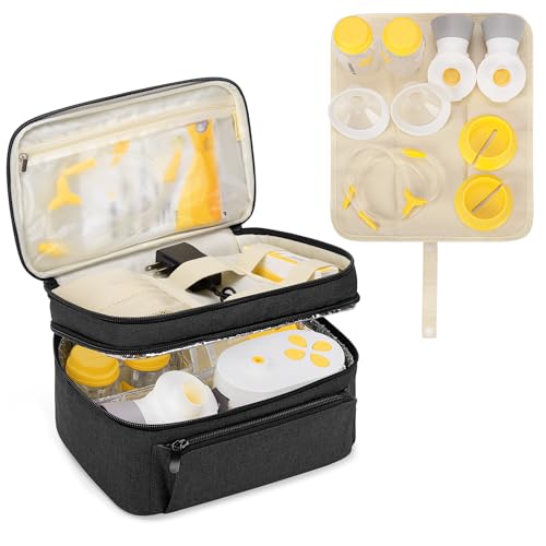 Image of BAFASO Breast Pump Bag (Compatible with Medela Pump in Style) with a Waterproof Pump Parts Pad, Carrying Case for Medela Pump in Style and Extra Parts (Patent Pending), Black