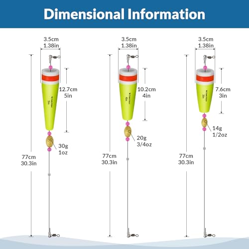 Foto von THKFISH Posen Angeln Schwimmer Angelposen Set Stahlvorfach Hecht Forelle Pose Gewichteter Knallender Schwimmer 4 Stück 28g-GELB-MIT DRAHT