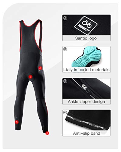 Santic Cycling Bib Tights Winter Padded Long Pants Compression Bib Pants #TOP2
