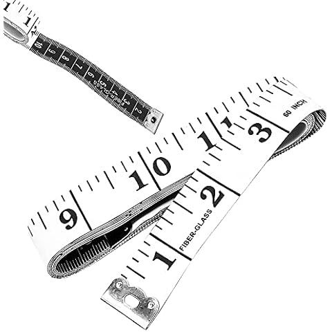 Dual Sided Body Measuring Soft Tape, 60 inch / 150 cm Perfect to Measure Body and Sewing Tape/Ruler White and Black Cover