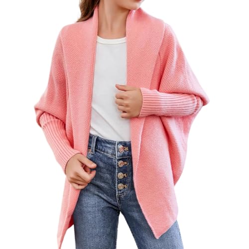 Girls' Loose Knit Cardigan with Cape Design, Suitable for Multiple Seasons and Fashionable Outerwear
