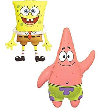 Toyland® Pack Of 2 - Spongebob Squarepants and Patrick Star Foil Balloons - 1 x 29 Inch Spongebob & 1 x 36 Inch Patrick Shaped Character Foil Balloons